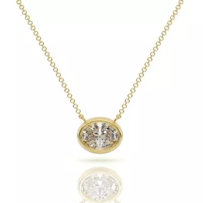 שרשרת יהלומים, זהב 14K, יהלום אובל, דגם: אליה