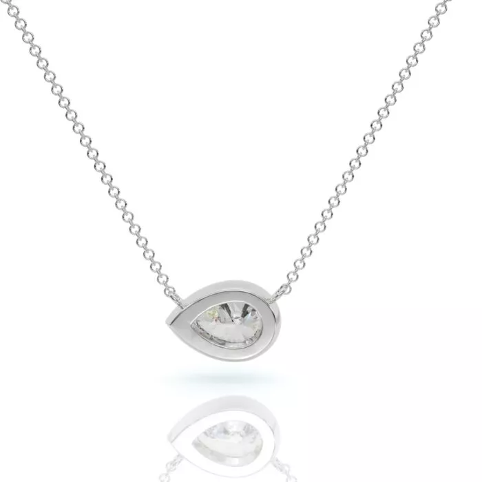 ⁦שרשרת יהלומים, זהב 14K, יהלום טיפה, דגם: לורן⁩ – תמונה ⁦5⁩